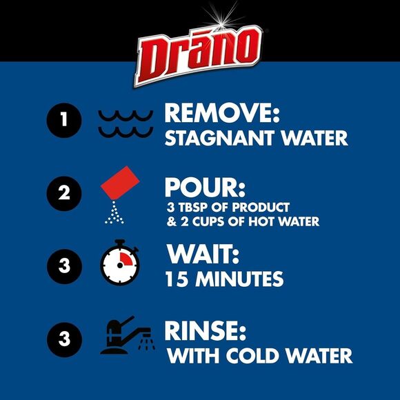 Pack of 2 Drano Kitchen Granules Drain Clog Remover & Cleaner Unclogs Grease Oil - Picture 9 of 11